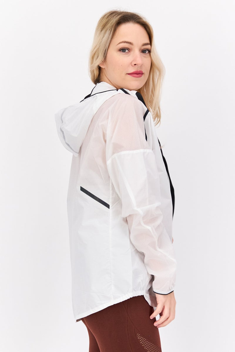 Adidas جاكيت تدريب بأكمام طويلة مناسب للنساء، أبيض - Image 2